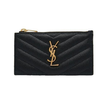 SAINT LAURENT Kassandra Monogram Matelassé Kartenetui mit goldfarbenem Reißverschluss 607915 BOW01 1000 145965977 [P]