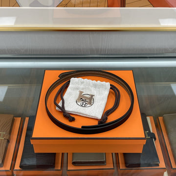 Hermes MINI 5382 Reversible Belt 13mm Black Etoupe Rose Gold 146229749