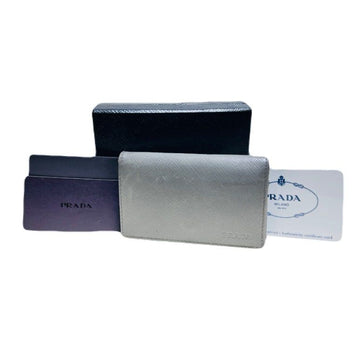 PRADA Grau Unisex Leder Signatur Saffiano Visitenkartenetui Kartenetui 2MC122 146233006