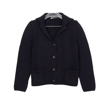Salvatore Ferragamo M Size Navy Wool Knit Cardigan 145892627