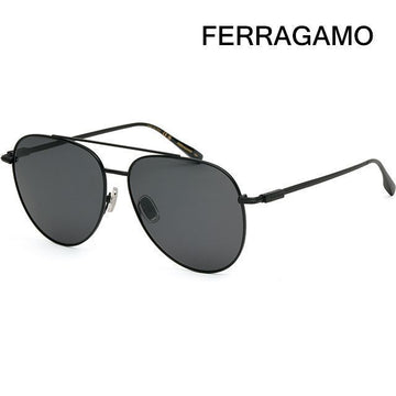 Salvatore Ferragamo SF308S 002 Sunglasses Oversized Black Double Bridge Boeing Metal Round 139988705