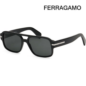 Salvatore Ferragamo Sunglasses SF1038S 001 Black Square Horn Rim Luxury Double Bridge Fashion 139988701