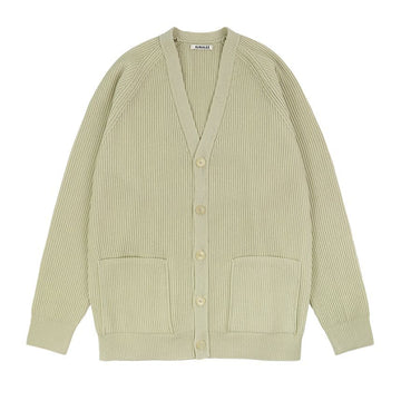 AURALEE スーパー ファイン ウール リブ ニット カーディガン LIGHTLIME A24AC01RK 146271911