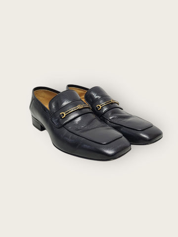 Gucci Black GG Marmont Belt Horsebit Loafer 146277936