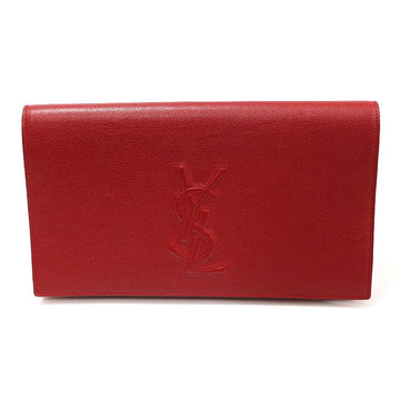 Saint Laurent Red Leather Belle Du Jour Monogram Clutch 361120 146323570