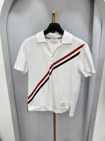 Thom Browne Striped Collar Short Sleeve Polo Size 3 146330447
