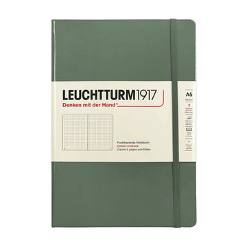 LEUCHURM ハードカバー ミディアム A5 オリーブ、ドット ノート 365489 146352337 [P]