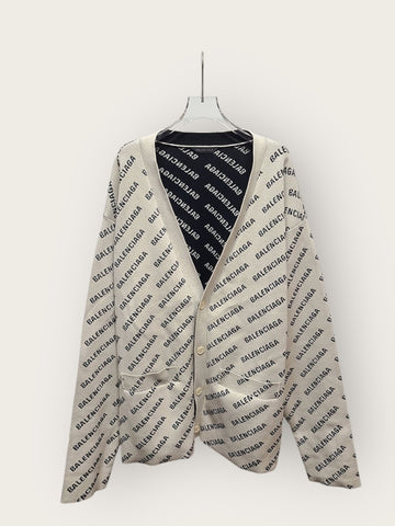 BALENCIAGA Weiße und schwarze Mini-Allover-Logo-Cardigan 3 146364591