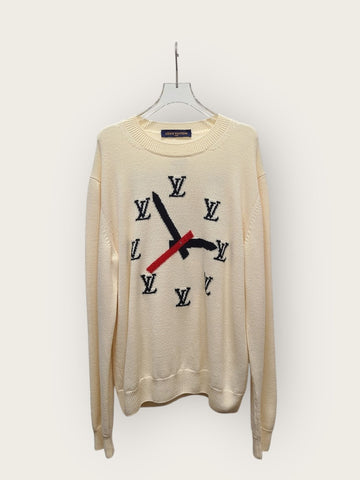 LOUIS VUITTON アイボリークラックインタルシアプルオーバーニット 146380802