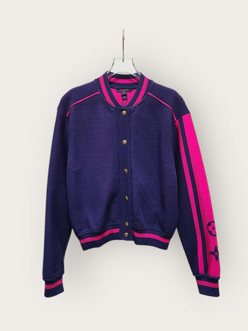 LOUIS VUITTON パープル・ブロック・モノグラム・ニット・ボンバージャケット 146384460