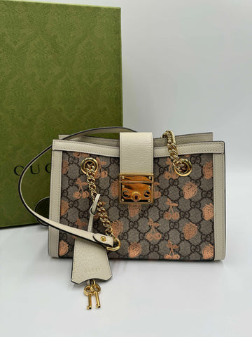 Gucci Supreme Paddle Lock Berry Shoulder Tote Bag 146387222