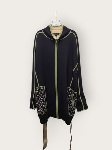 Louis Vuitton Graphic Monogram Trim Long Zip-Up Jacket 146391544