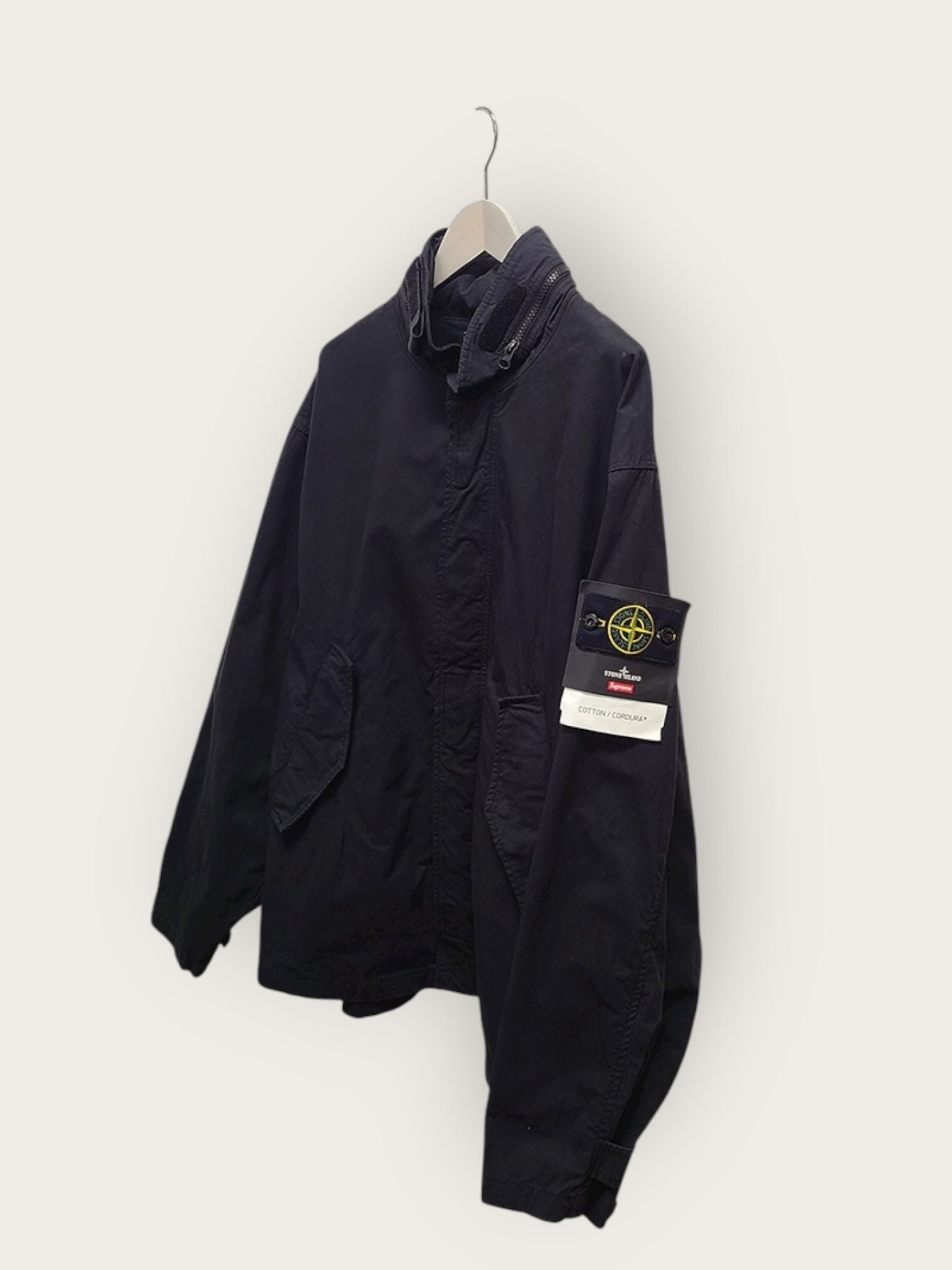 Stone Island x 22SS Supreme Black Cotton Cordura Shell Hooded