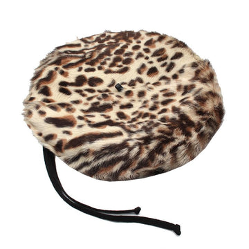 Eric Javits Leopard Pattern Goat Hair Beret 146454715