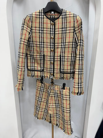 BURBERRY Bouclé-Jacke und Rock-Set Größe 38/40 146463346