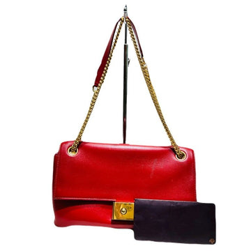 Mulberry Red Leather Gold Metal Lock Detail Chain Bag Flap Bag Shoulder Bag HH3854 146538493