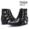 TOGA PULLA AJ006 PELLE BLACK レディース バックル アンクルブーツ 146725189 [P]