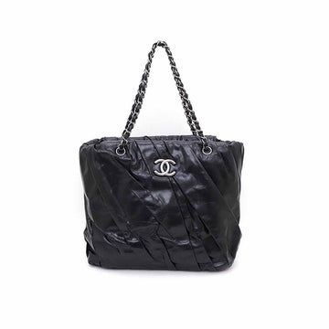 CHANEL A47835 Saison Schwarze Leder CC-Logo-Ketten-Shopper- und Schultertaschekk33244332 146759216