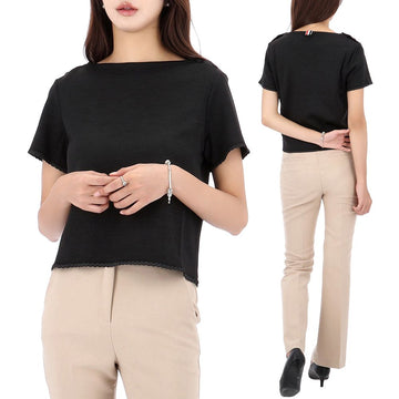 THOM BROWNE シルクコットン半袖Tシャツ FJS148E 001 49670014