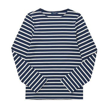 Saint James 9858 Marine Ecru Mingquier Modern Stripe Unisex Long Sleeve T-Shirt 144734693 [P]