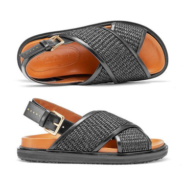 MARNI Kris-Cross Rafia Sandalen 144648511