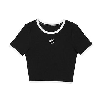 Marine Serre Contrast Logo Ringer Crop T-Shirt 144765083