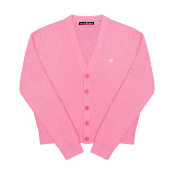Acne Studios C60104 CAMEO PINK (DRM) Face Logo Patch V-Neck Unisex Cardigan 144730501