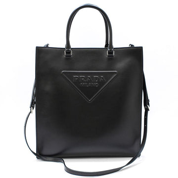 PRADA 1BA332 Schwarze weiche Kalbleder Dreieckslogo Schulter-Crossbody-Tasche 146843328