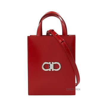 SALVATORE FERRAGAMO 21 8358 FLAME RED 0771688 Damen Double Gancini Mini Tote Bag 146848888