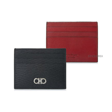 SALVATORE FERRAGAMO Doppelte Gancho-Kartenhalter mit Gancho-Applikation NERO RED 0698914 146848928 [P]