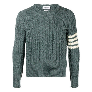 THOM BROWNE Aran Kabelpullover Dunkelblau MKA411A Y1506 420 142950493