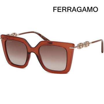 SALVATORE FERRAGAMO サングラス SF1041S 232 大型 ウェリントン フレーム ゴールド金具 63699102