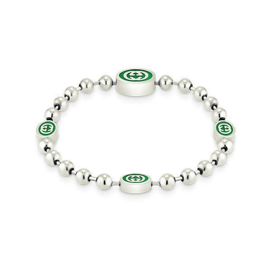 Gucci Interlocking G Enamel Ball Chain Silver Bracelet 701609 J8410 8414 144594052 [P]