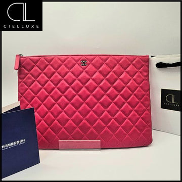 CHANEL Rindsleder große Clutch (Pink) 146882214