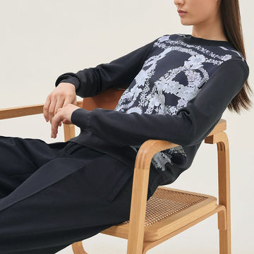 Hermes Brides de Gala en Fleurs Long Sleeve Twill Sweater 146235116