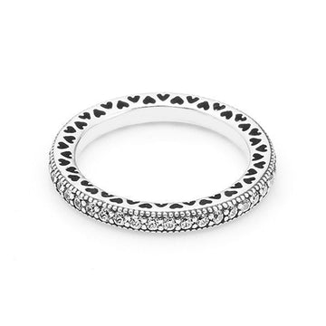 Pandora Sparkling Heart Band Silver Ring 190963CZ 144702470