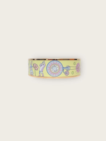 HERMES ローズゴールド エナメル プリンティング バングル ブレスレット 146930124