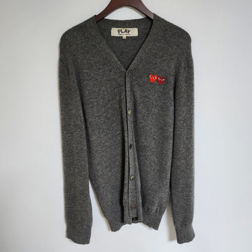 Comme Des Garcons XL Charcoal Red Patch Men's Cardigan AZ-N058 146933514