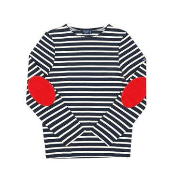 SAINT JAMES メルディアン モダンストライプ エルボーパッチ ロングスリーブTシャツ 0407 MARINE ECRU TULIPE 144734733 [P]