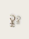 CHANEL Gold Dangling Metal Rhinestone Crystal Earrings 146946489 [P]