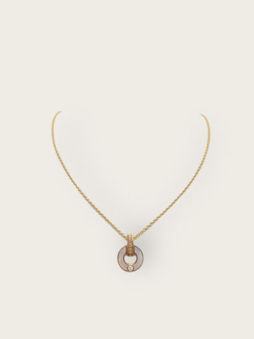 BULGARI ローズゴールド マザーオブパール ダイヤ オープンワーク ネックレス 146947427