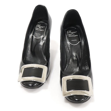 ROGER VIVIER ブラックレザー メタルバックル トランペットポンプス レディースシューズ 35 CO13894ETC 147003370