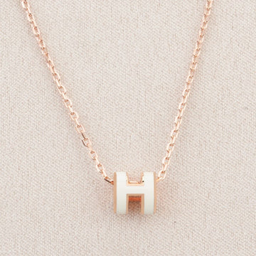 Hermes Mini Pop Ash H Necklace Blanc 147206310