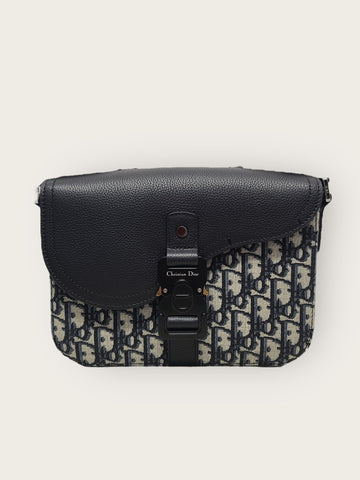 Dior Beige Black Oblique Jacquard Saddle Strap Bag 147208789