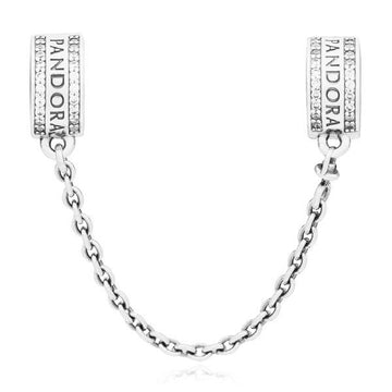 Pandora Logo Safety Chain Clip Silver Charm 792057CZ 147244009 [P]