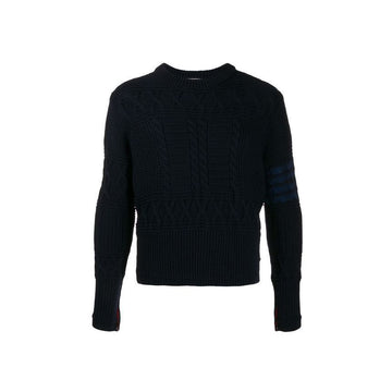 THOM BROWNE Aran Cable Wolle Strickpullover Navy MKA304A 00014 415 48463448