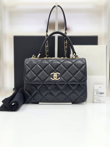 CHANEL Trendy CC Lambskin Silver-Tone Small Top Handle Shoulder Bag A92236 147310475