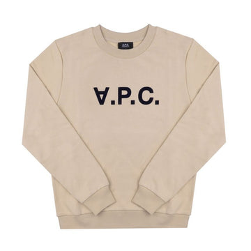 APC COHBN M27907 TBI BEIGE/DARK NAVY VPC ベルベット ロゴ スタンダード グランド ユニセックス スウェットシャツ 144730263
