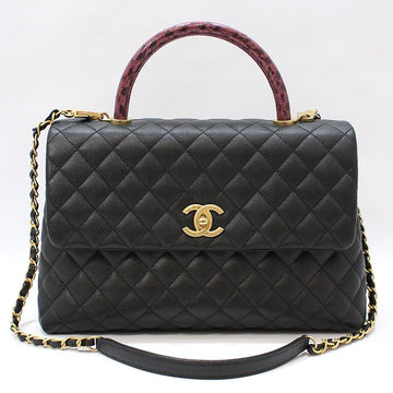 CHANEL A92992 ブラックキャビア ココハンドル ラージ リザード トップハンドル ショルダーバッグ 147335238