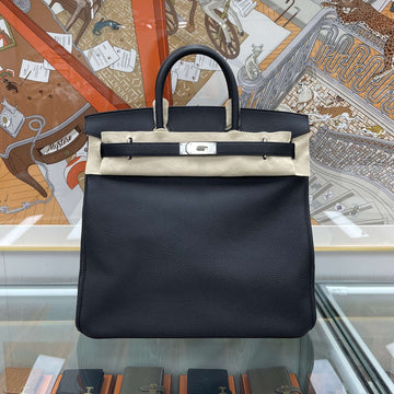 HERMES Birkin 40 Autruche Noir Silber H042513 stamp 147401138